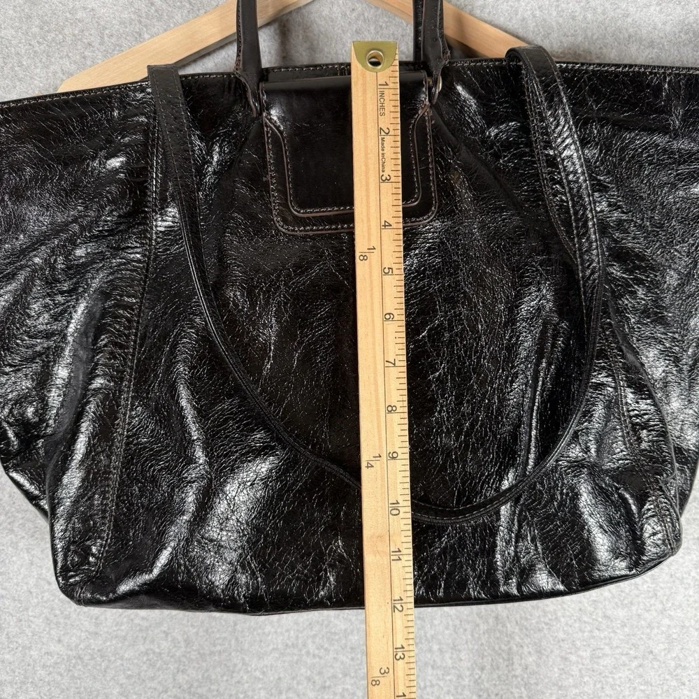 Hobo Sheila‎ Black Leather tote Bag Satchel East west Shoulder Strap purse
